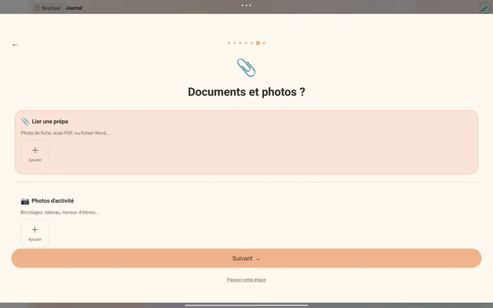 Ajout de documents et photos à une journée