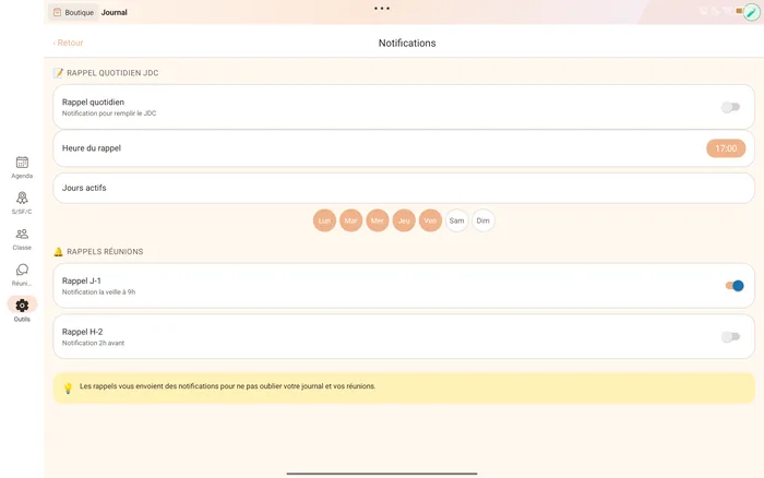 Notifications et rappels